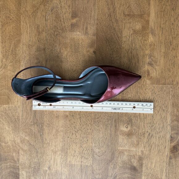 FRANCO SARTO Racer Ankle Strap d'Orsay Pointed Toe Flat Red Metallic NEW - Picture 7 of 12